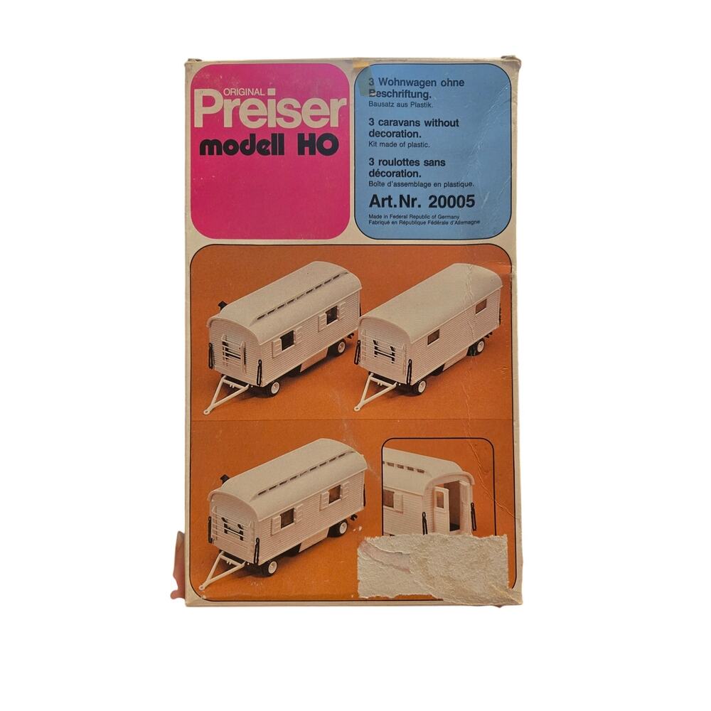 Preiser HO 20005 3 Circus Caravans Wohnwagen Kit Vintage West Germany 1:87